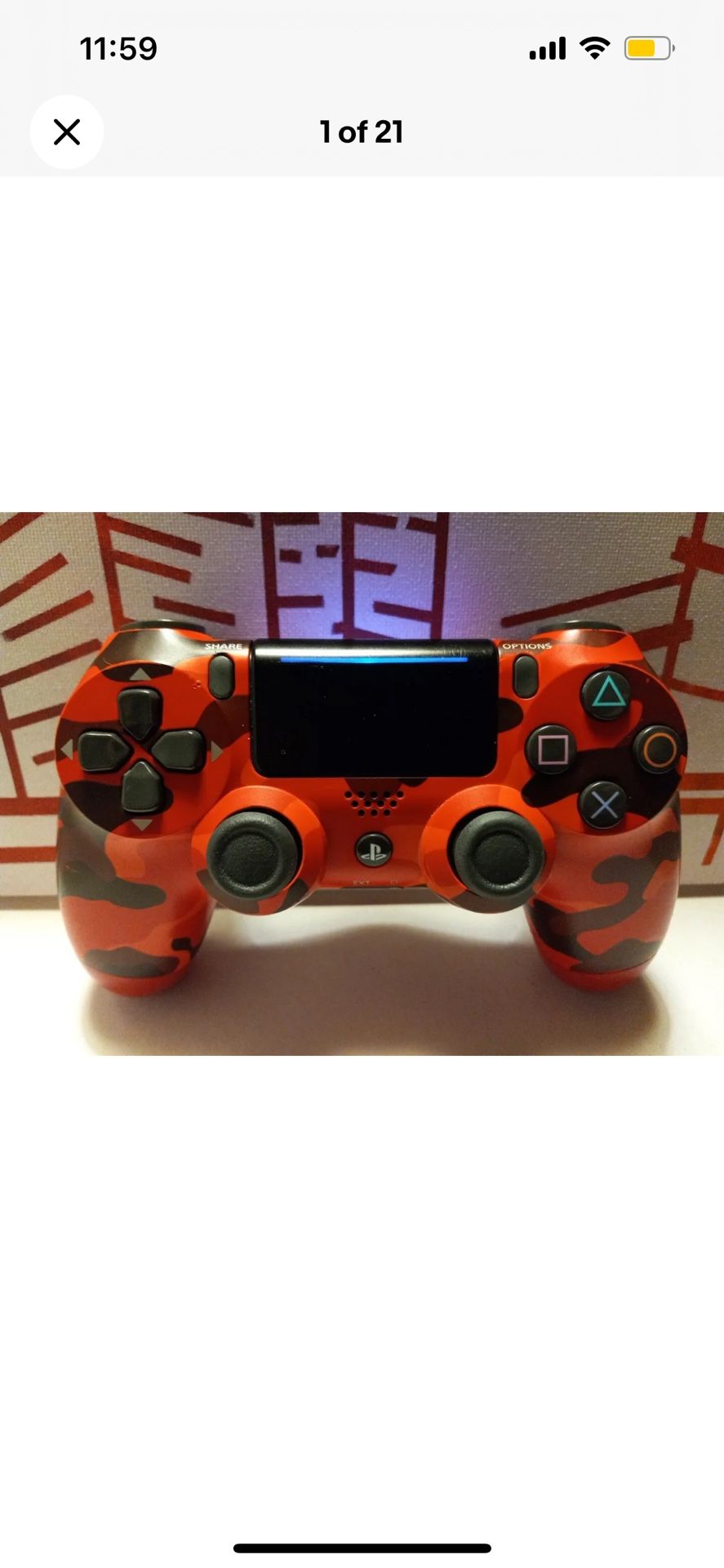  Sony PS4  Red Camo Wireless Controller 