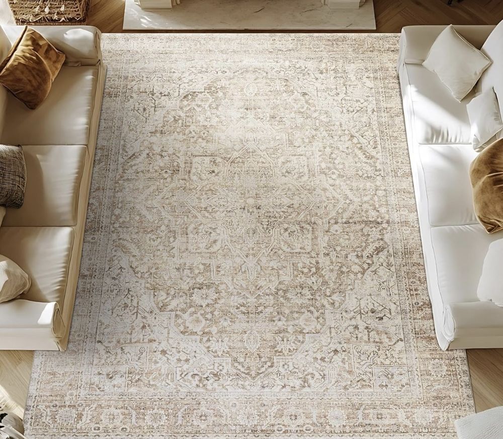 9x12 Washable Area Rug Carpet Beige Brand New