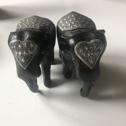  Solid Wood Carving Elephant Couple Set