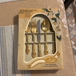 Gold Plated Stainless Steel Silverware Set