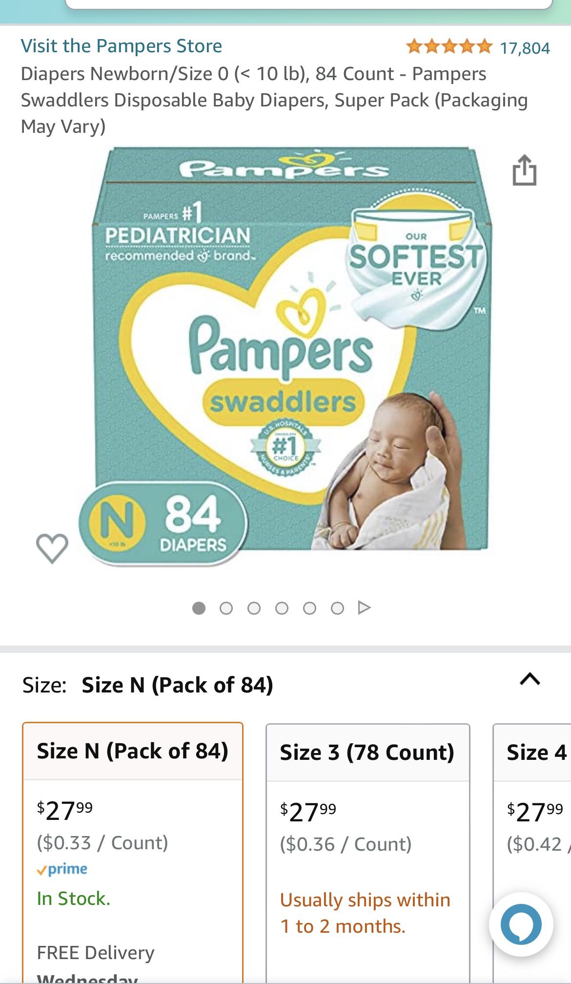 Diapers for newborn (unopened)