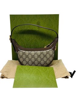 Gucci Ophidia GG Mini Bag Supreme Canvas Brown Leather