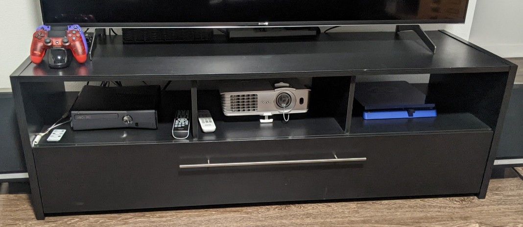 Tv Media Console Black 60 inch Led Light Remote