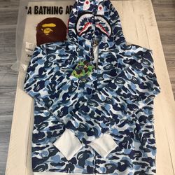 Bape Blue Camo Shark Hoodie (Full Zip)