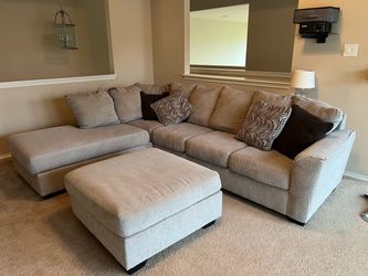 Ashley Furniture L-Shaped Sectional + Matching Ottoman – $350 OBO