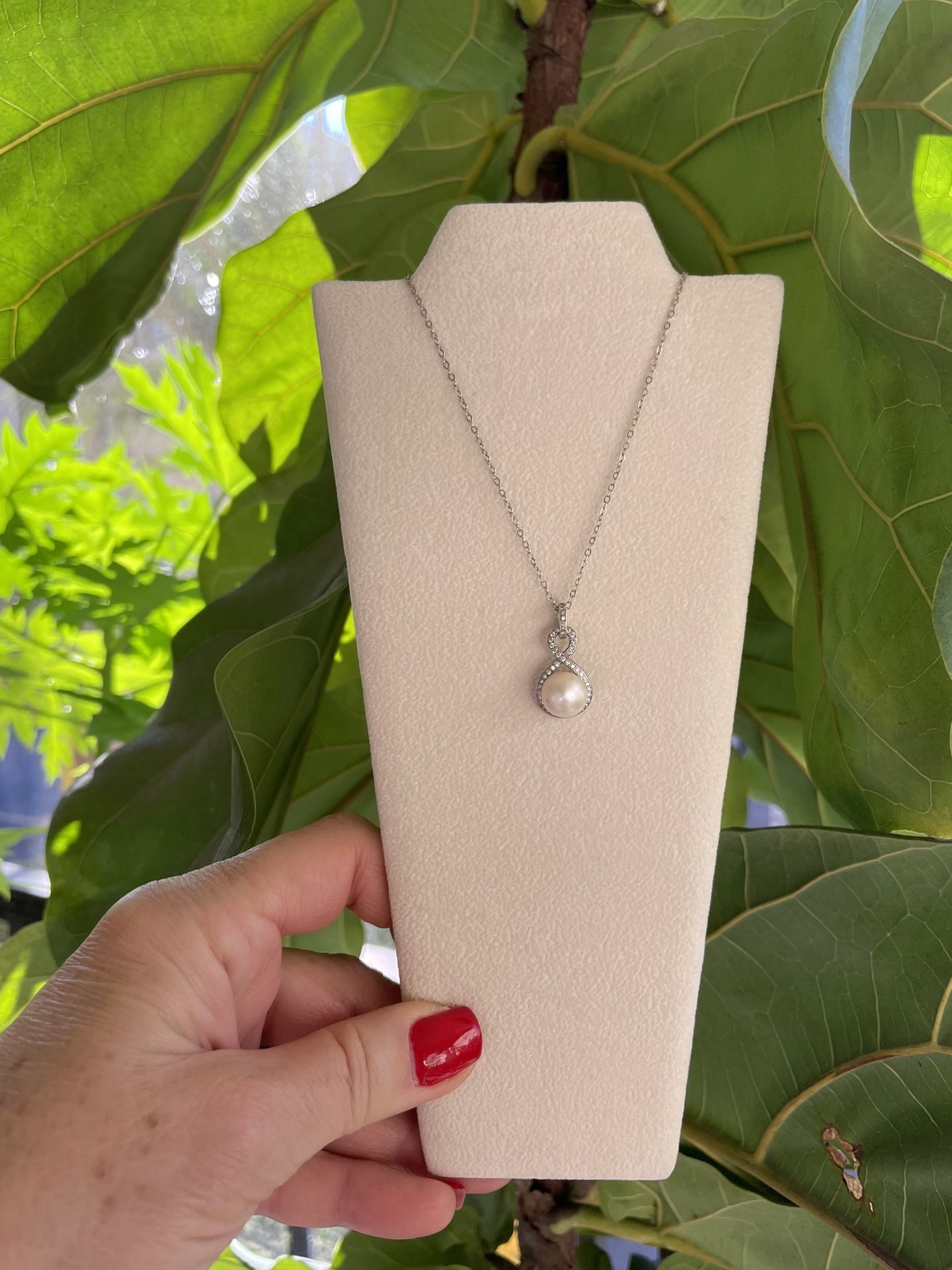 Freshwater Pearl/CZ sterling silver necklace