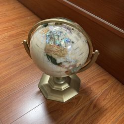 Mother Of Pearl & Gemstone Rotating Globe 