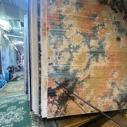 8x10 Area Rugs Carpet Rugs Abstract Desgin Thick Colors Rust Black Blue