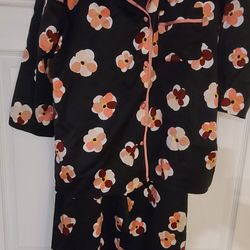 Kate Spade New York 2-Piece Silky Satin Floral Pajama Set SZ S