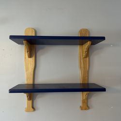 Wooden Baseball Bat Wall Shelf