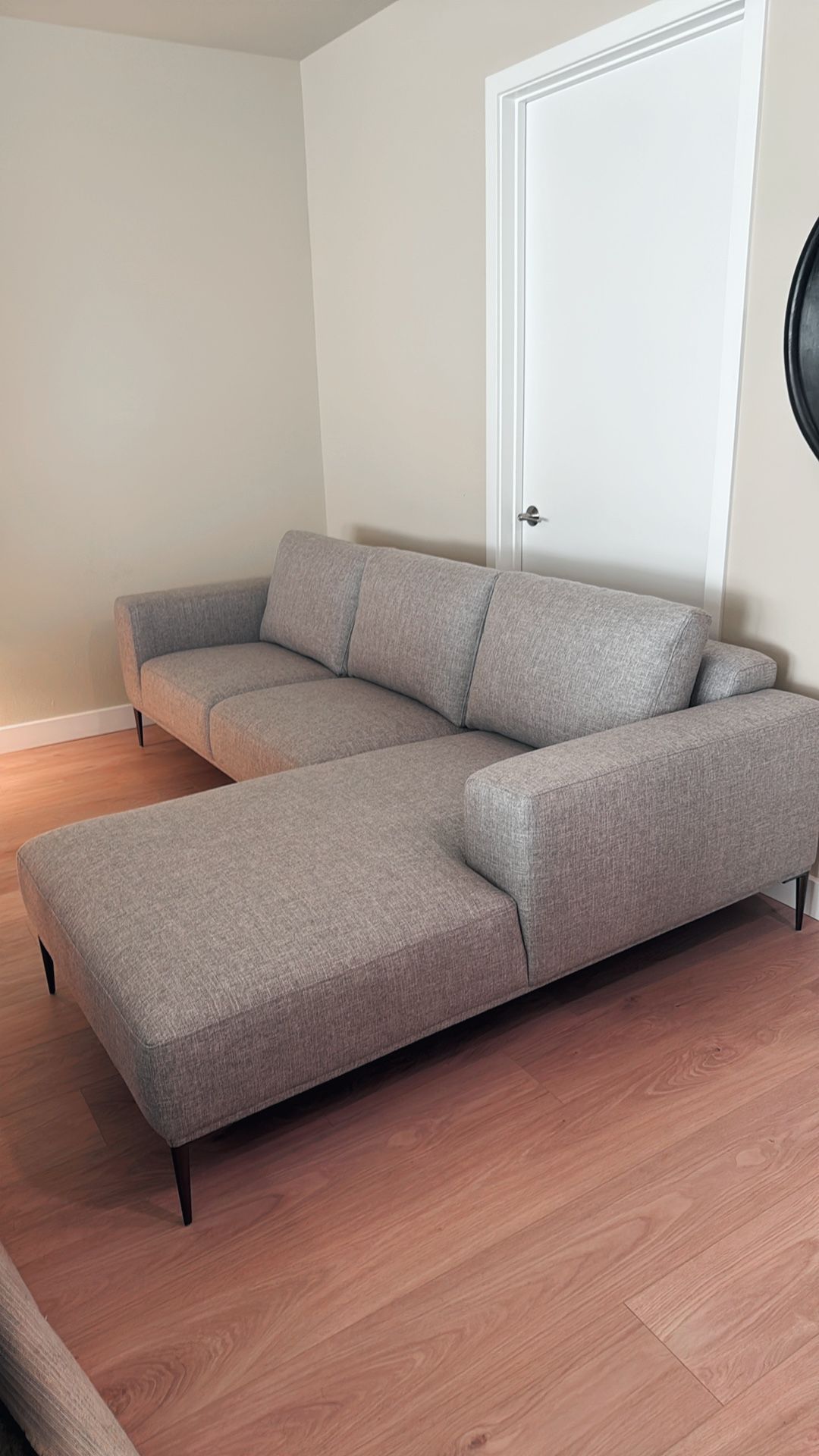 Sectional Sofa Grey  88” X 36” 28” 