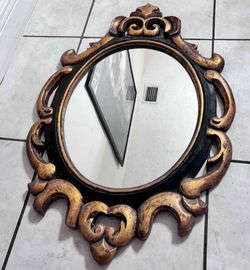 Vintage SOLID WOOD CARVED MIRROR 34”Hx23”L Mirror 19”