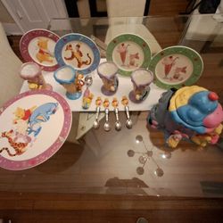 Vintage Winnie The Pooh Disney China Dessert Set