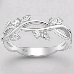 925 Sterling Silver Floral Ring Brilliant Cubic Zirconian Wedding Anniversary