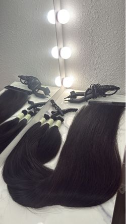 Extra Long 35" Black Human Hair Extensions Thick Full Ends