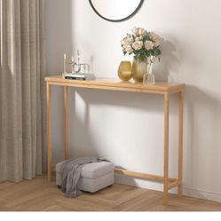 VASMIA Console Table, Entryway Table, Narrow Sofa Table, 39" Bamboo Hallway Table for Entryway, Living Room, Bedroom, Foyer, Natural