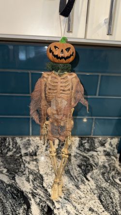 Holiday Home 16” Hanging Jack-O-Lantern Skeleton Halloween Decor