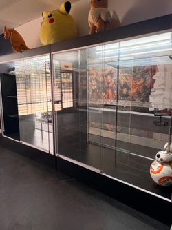 Large Glass Display Cases with Sliding Doors