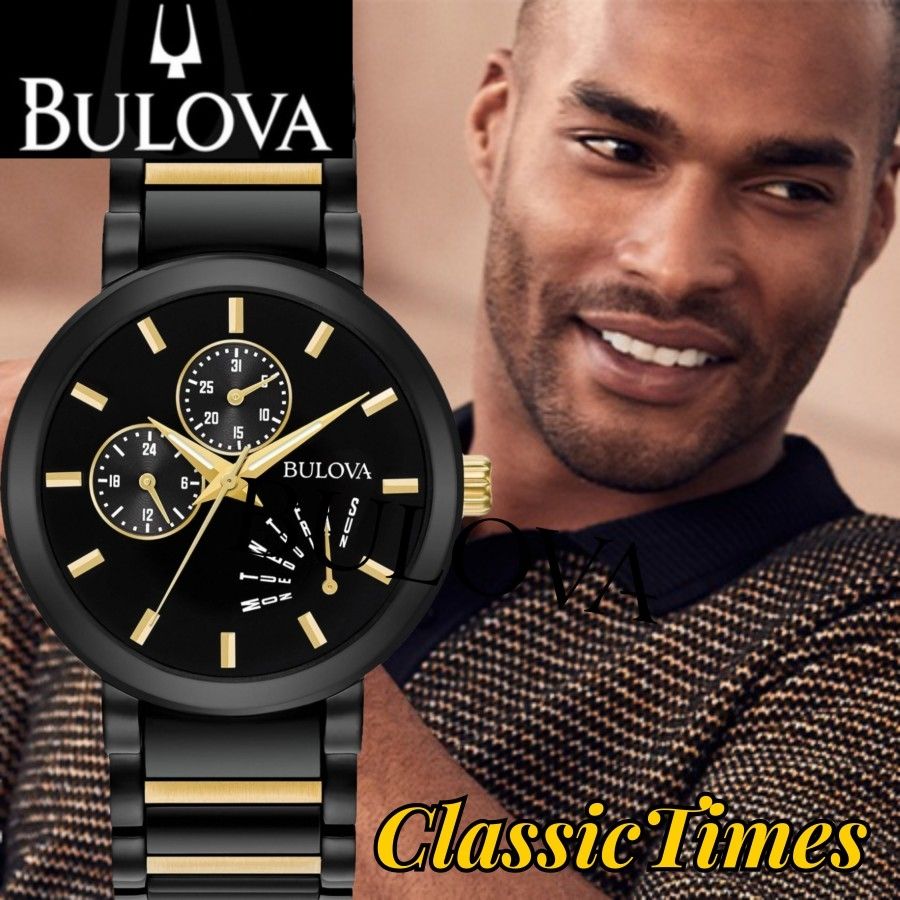 Bulova men's 45mm modern black ip stainless steel bracelet watch outlet