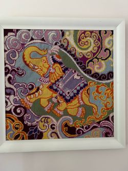 Groovy needlepoint mod india lucky elephant