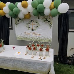 Party Centerpieces & God bless banner
