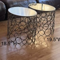 - Gold End Table with Marble Top - Round Accent Table - Gold and Marble Metal Side Table - End Table (glass Mirror /Gold) 2 Pack