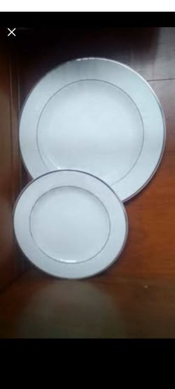 Royal Porcelain White Plates Silver Rim Dinner Set