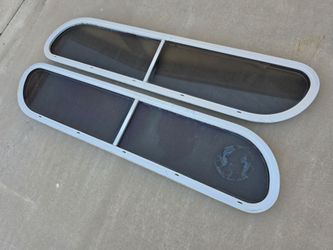 Vintage Aluminum Sliding Window Pair Hippy Camper RV Van Boat