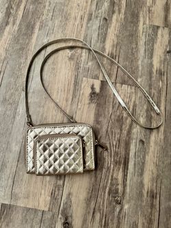 Gold Quilted Crossbody Wallet Bag