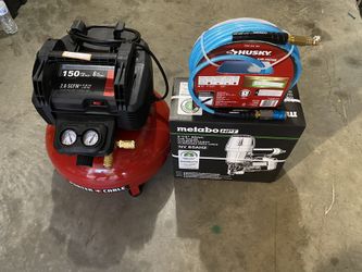 Porter Cable compressor 150PSI With HUSKY Air Hose METABO HPT 2-1/2” 65mm COIL NAILER