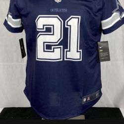 Nike Dallas Cowboys Zeke Elliot Woman’s Jersey Blue Official On Field NFL Medium and Large