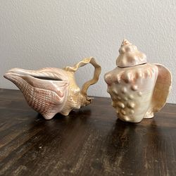 Hand painted Seashell Creamer and Sugar