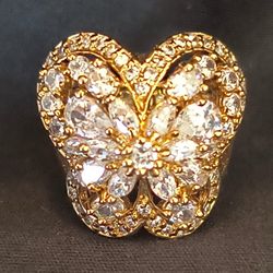 Gorgeous CZ Butterfly Ring.  Size 10