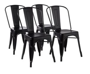 Set of 4 Black Stackable Dining Cahirs Chairs