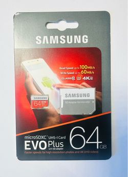 Samsung EVO Plus 64GB – U3 / 4K / 100MB/s – Brand New Sealed