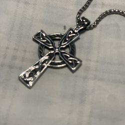 Silver Celtic Cross Pendant With Chain  