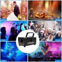 LED500 Fog Machine RGB Smoke Machine w/ Lights Remote Party DJ Stage