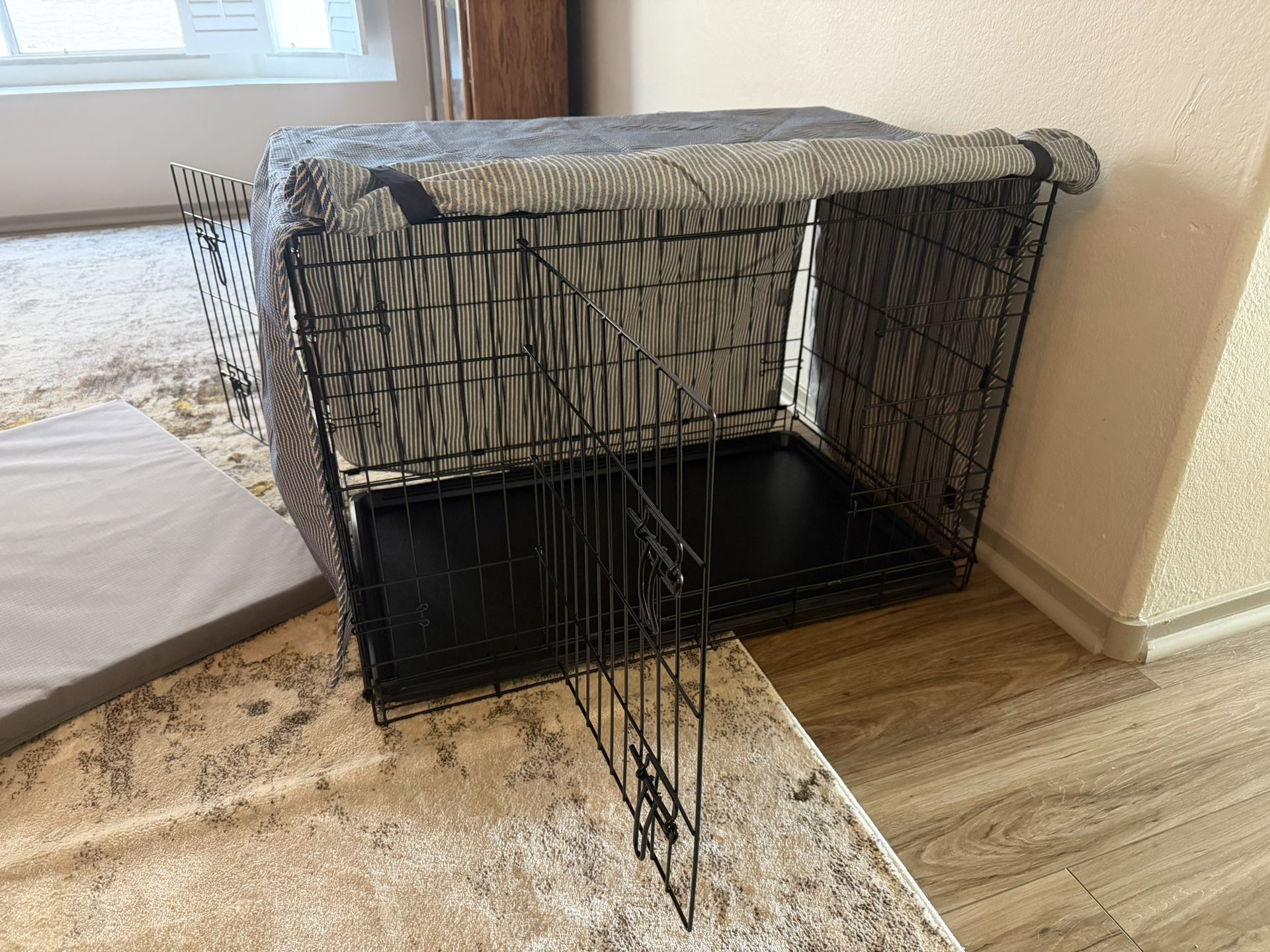 Dog Crate, Memory Foam Mat, and Crate Cover