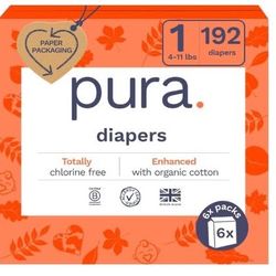 Pura 192ct. Size 1 Newborn Diapers