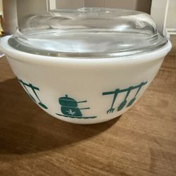 Vintage Blue  Tea Pot Pyrex Bowl 