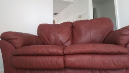 Nice Red leather loveseat