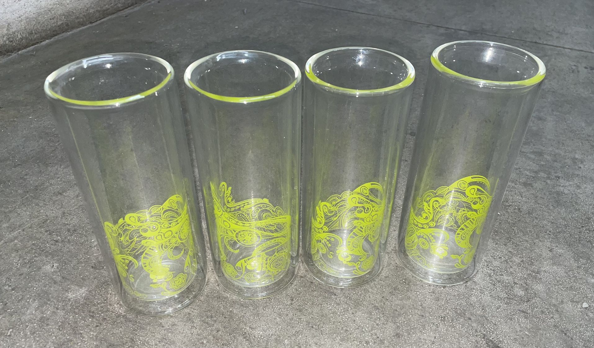 RARE Teavana Double Wall Insulated Tall Glasses Set of 4- 12 oz Tumblers