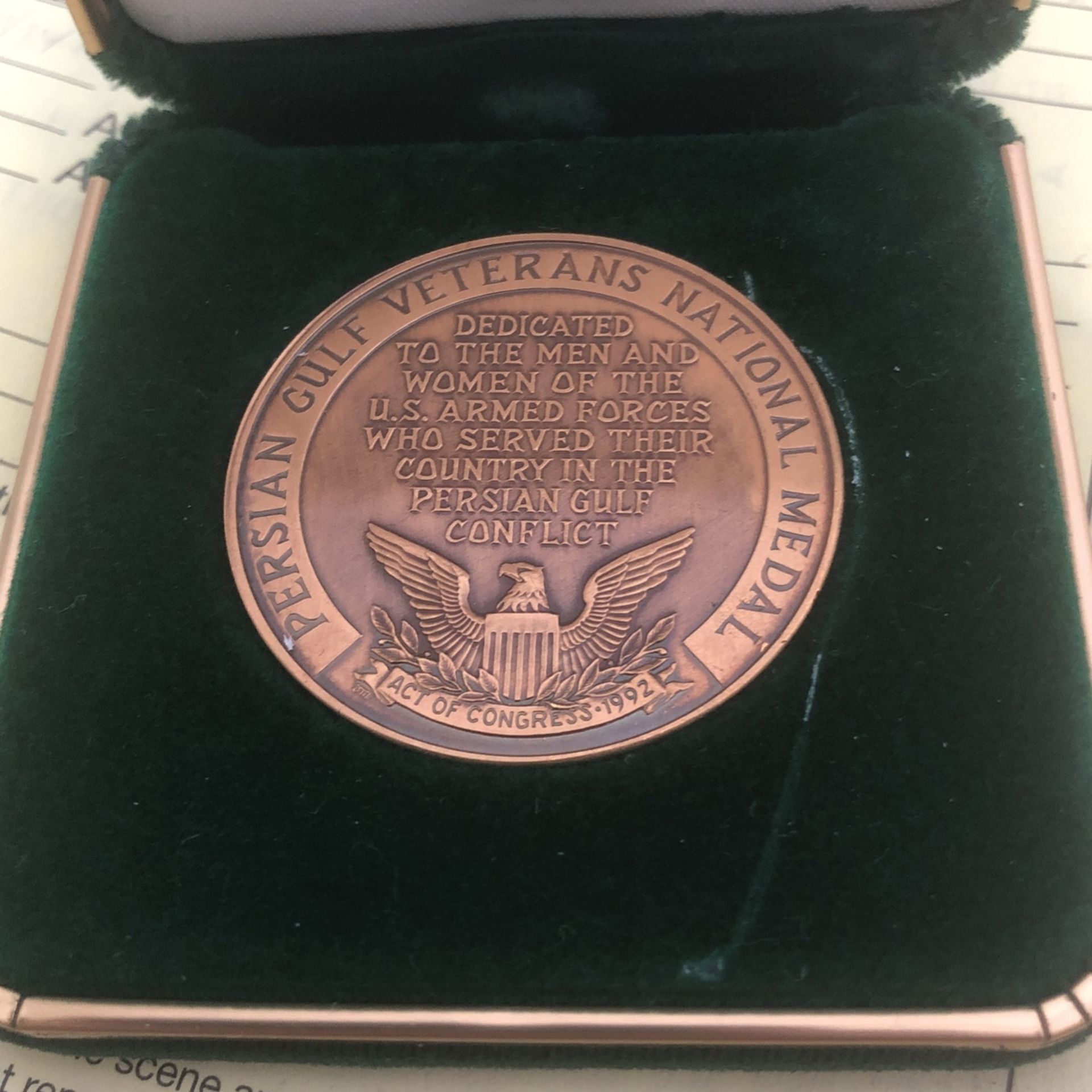 1993 Persian Gulf Veterans National Medal (bronze)