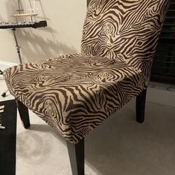 Three Tan Zebra Accent Chairs