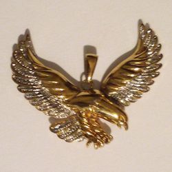 Gold Eagle Pendant 925 Silver With Gold Overlay 
