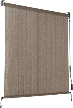 ES56 $45 Patio Roller Shade 7 x 8 ft HDPE Fabric Outdoor Cordless Roll Up Shade with UV Protection, Roller Blinds for Porch, Gazebo, Pergola, Balcony,