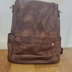 Brown Leather Anti-theft Backpack