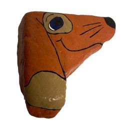 Vintage Hand Painted pet Rock HOUND Beagle DOG Artist Signed CW original art