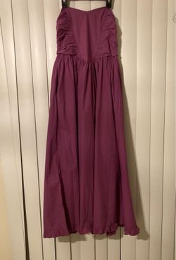 Free People Women’s Strapless Purple Midi Dress Size Small Boho Ruffle Hem Flowy