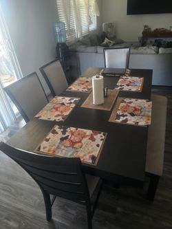Dark brown dinner table